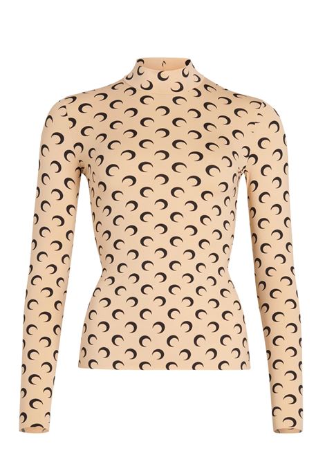 top moon jersey highneck top donna beige MARINE SERRE | WTS005ACJER0001TA10